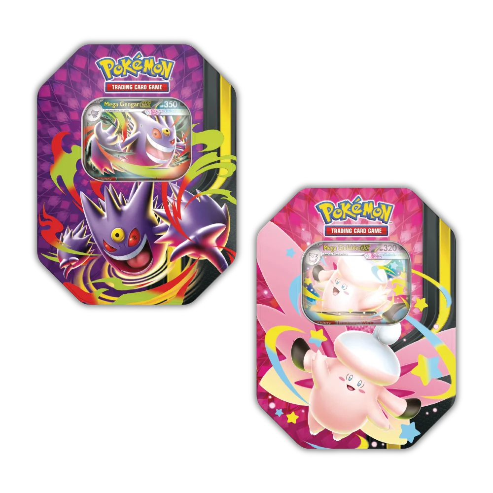 Pokémon TCG - Mega Moonlit: Gengar/Clefable ex Tin English - 1 Tin Aleatória